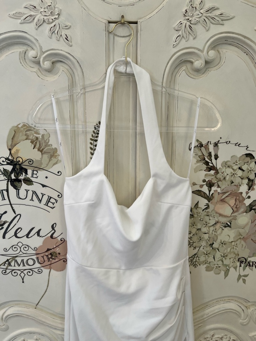 Lulus Prominent Charm White Halter Bodycon Tulip Midi Dress Size M NWOT - Picture 6 of 12